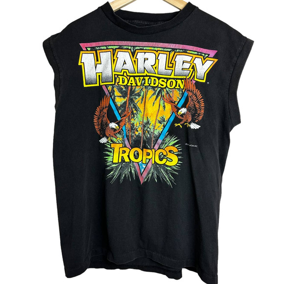 Other - 1990s Harley Davidson Motorcycle‎ black 100% cotton sleeveless muscle t-shirt